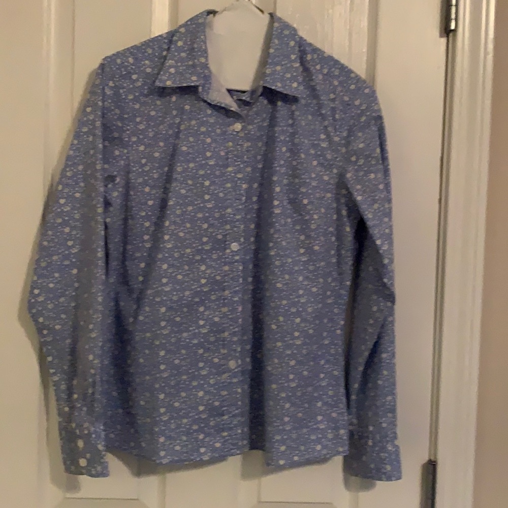 L. L. Bean Petite Floral Button Down Oxford